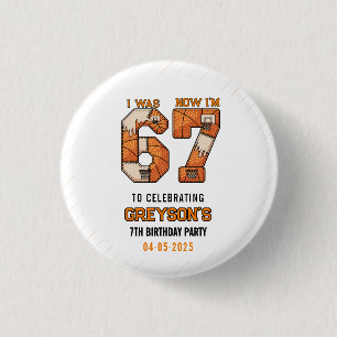 I Was 6 Now I’m 7 Basketball – 7th Birthday Party 3 Cm Round Badge