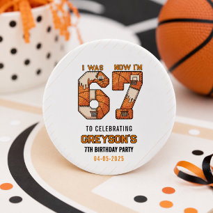 I Was 6 Now I’m 7 Basketball – 7th Birthday Party Classic Round Sticker