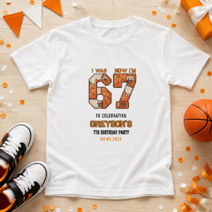 I Was 6 Now I’m 7 Basketball – 7th Birthday Party T-Shirt