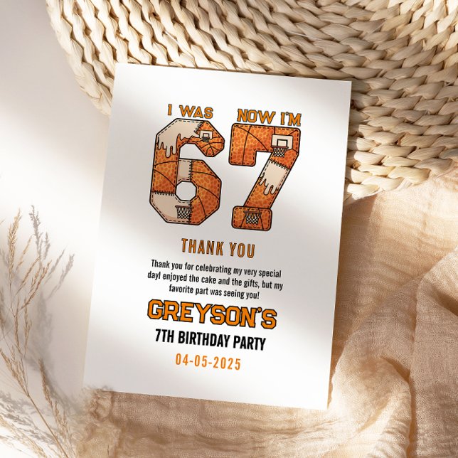 I Was 6 Now I’m 7 Basketball – 7th Birthday Party Thank You Card (I Was 6 Now I’m 7 Basketball – 7th Birthday Party Thank You Card
)