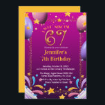 I Was 6 Now I’m 7 Birthday for kids  Invitation<br><div class="desc">Celebrate a special milestone in style with this trendy “I Was 6 Now I’m 7” birthday invitation! Designed with a vibrant purple background, elegant gold typography, balloons, and sparkling stars, this invitation is perfect for a fun and memorable 7th birthday party. Fully customizable, you can easily personalize the name, age,...</div>