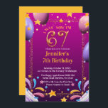I Was 6 Now I’m 7 Birthday for kids  Invitation<br><div class="desc">Celebrate a special milestone in style with this trendy “I Was 6 Now I’m 7” birthday invitation! Designed with a vibrant purple background, elegant gold typography, balloons, and sparkling stars, this invitation is perfect for a fun and memorable 7th birthday party. Fully customizable, you can easily personalize the name, age,...</div>