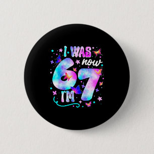 I Was 6 Now I’m 7 Butterfly 7th Birthday Girls Kid Cm Round Badge