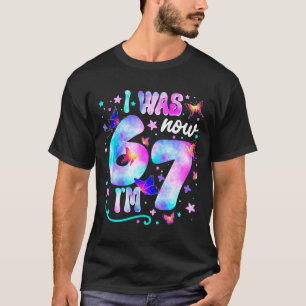 I Was 6 Now I’m 7 Butterfly 7th Birthday Girls Kid T-Shirt