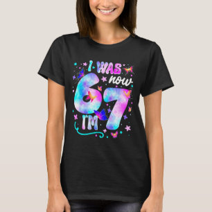 I Was 6 Now I’m 7 Butterfly 7th Birthday Girls Kid T-Shirt