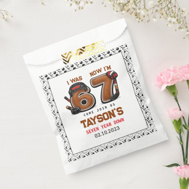 I Was 6, Now I’m 7 – Hockey 7th Birthday Party Favour Bags (Sealed)
