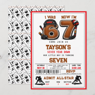 I Was 6, Now I’m 7 – Hockey 7th Birthday Party Invitation
