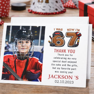 I Was 6, Now I’m 7 – Hockey 7th Birthday Party Thank You Card
