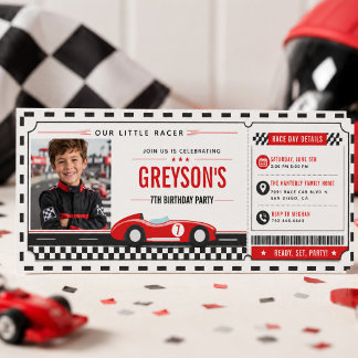 I Was 6 Now I’m 7 Race Car Boy 7th Birthday Ticket Invitation