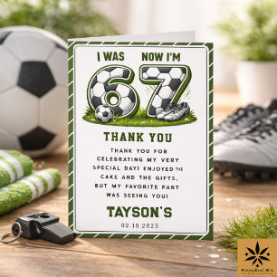 I Was 6, Now I’m 7 Soccer Birthday – All-Star Part Thank You Card