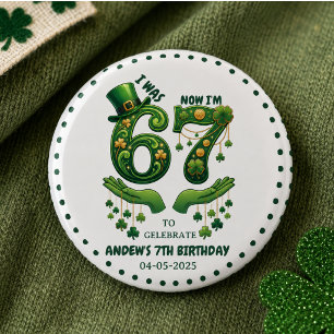 I Was 6 Now I’m 7 St. Patrick’s Day Boy Birthday 3 Cm Round Badge