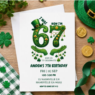 I Was 6 Now I’m 7 St. Patrick’s Day Boy Birthday Invitation