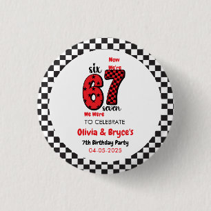 I Was 6, Now I’m 7 – Twin 7th Birthday for Kids 3 Cm Round Badge