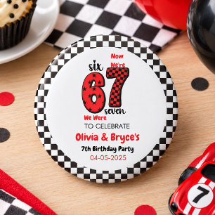 I Was 6, Now I’m 7 – Twin 7th Birthday for Kids 3 Cm Round Badge