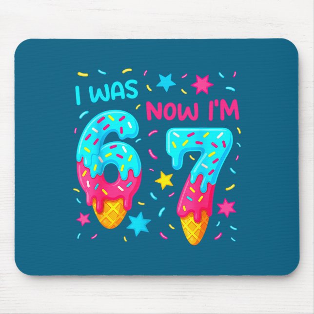 I Was 6 Now I'm 7 67 Birthday Baseball Drip 7 Year Mouse Mat (Front)