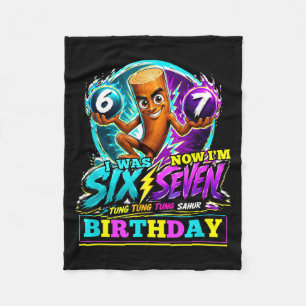 I Was 6 Now Im 7 7th Birthday 6 7 Birthday Boys Fleece Blanket