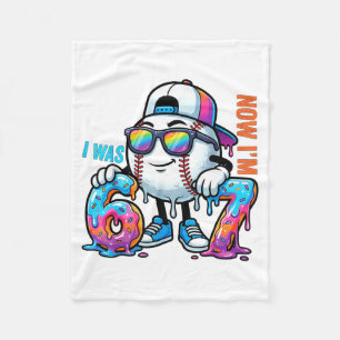 I was 6 Now Im 7 Birthday Baseball Boys Kids 67 Fleece Blanket