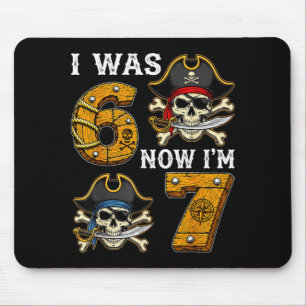 I was 6 now im 7 birthday pirate boy mouse mat