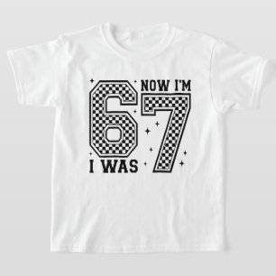 I Was 6 Now I'm 7 Checkerboard Number Birthday T-Shirt