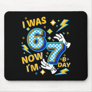 I was 6 now i'm 7 checkered gamer birthday for boy mouse mat