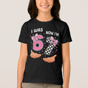 I was 6 now I'm 7 cute birthday numbers Tri-Blend Shirt