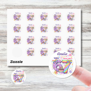 I Was 6 Now I'm 7 Girls 7th Birthday  Classic Round Sticker