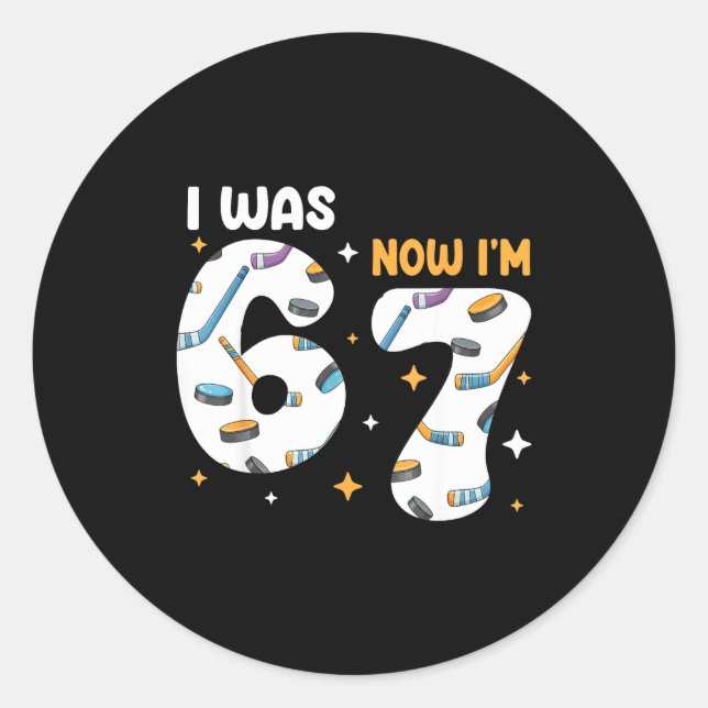 I Was 6 Now I'm 7 Hockey Birthday  Classic Round Sticker (Front)