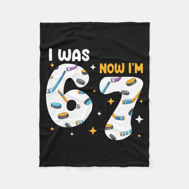 I Was 6 Now Im 7 Hockey Birthday  Fleece Blanket (Front)