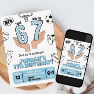 I was 6 Now I'm 7 Invite, 67 Theme Card