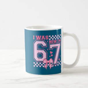 I Was 6 Now I'm 7 Nk Coquette Bow Heart Checkered Coffee Mug