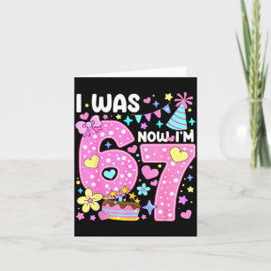 I Was 6 Now I'm 7 Nk Lka Dot Seven Birthday Girl P Card