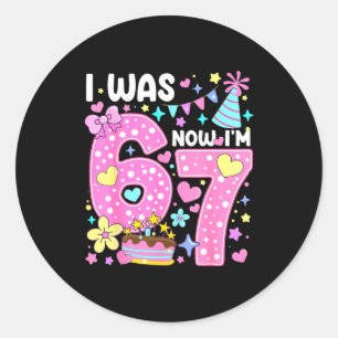 I Was 6 Now I'm 7 Nk Lka Dot Seven Birthday Girl P Classic Round Sticker