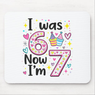I was 6 now i'm 7 retro kids 7th birthday  mouse mat