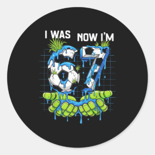 I Was 6 Now Im 7 Year Old Birthday Boy Six Seven S Classic Round Sticker