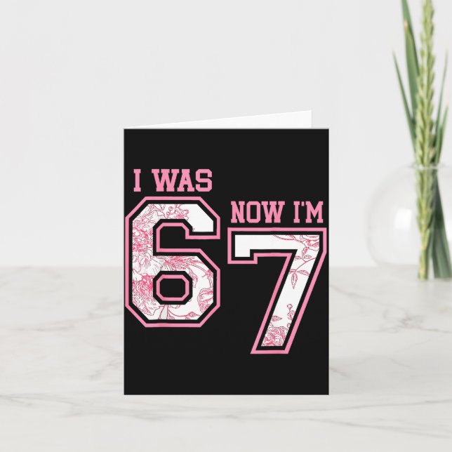 I Was 6 Now I'm 7 Year Old Birthday Girls Coquette Card (Front)