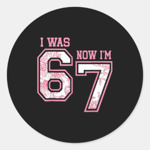 I Was 6 Now I'm 7 Year Old Birthday Girls Coquette Classic Round Sticker