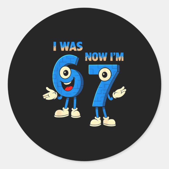 I Was 6 Now I'm 7th Birthday Funny 67 Italian Brai Classic Round Sticker (Front)