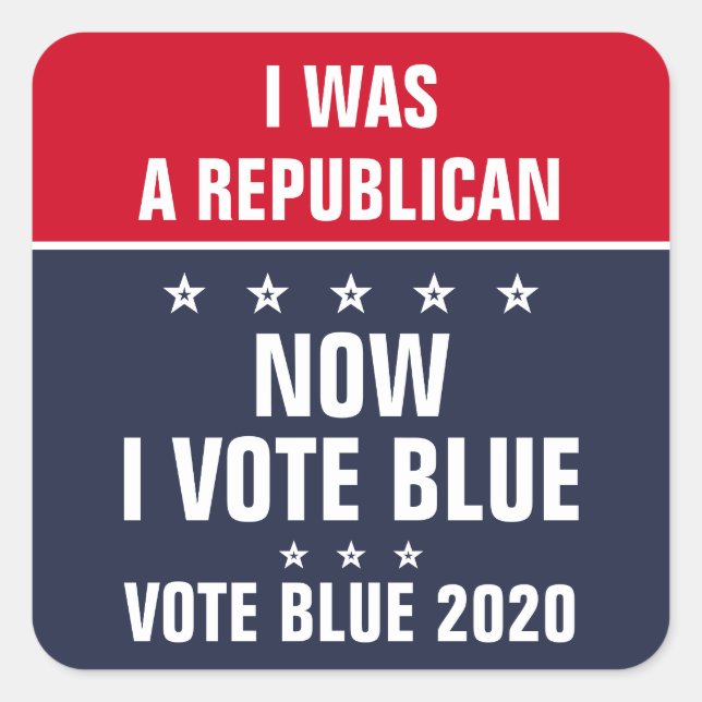 I was a Republican Now I Vote Blue 2020 Election Square Sticker (Front)