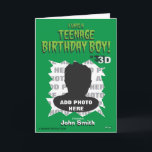 I Was A Teenage Birthday Boy! Card<br><div class="desc">Werewolves and zombies are scary but is there anything scarier than a teenager? Celebrate your teen's birthday with this fun tribute to classic B-horror movies. Simply insert your photo of your son and edit any of the text fields you want to change.</div>