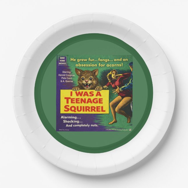 I was a teenage squirrel paper plate (Front)