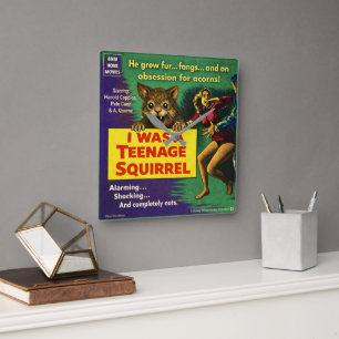 I was a teenage squirrel square wall clock