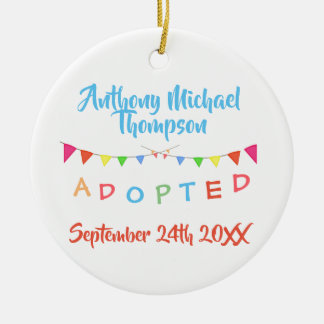 I was Adopted Banners Custom Name-Date Ceramic Tree Decoration