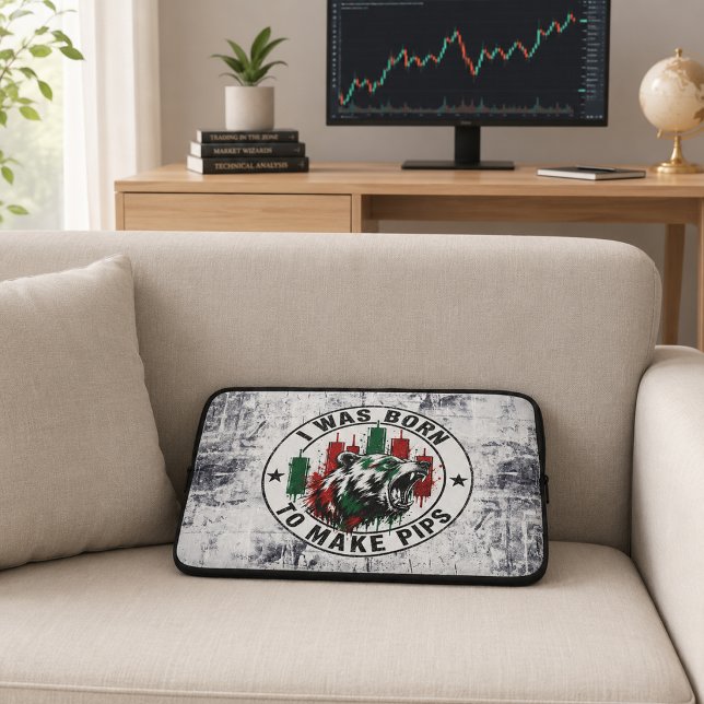 I Was Born to Make Pips Rough Texture Bear Trader  Laptop Sleeve (Creator Uploaded)