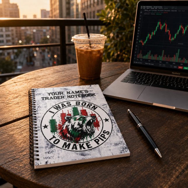 I Was Born to Make Pips Rough Texture Bear Trader  Notebook (Creator Uploaded)