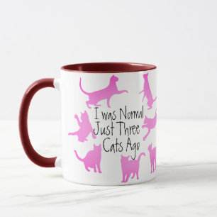 I was Normal Three Cats Ago Design, Funny Cat Mum Mug