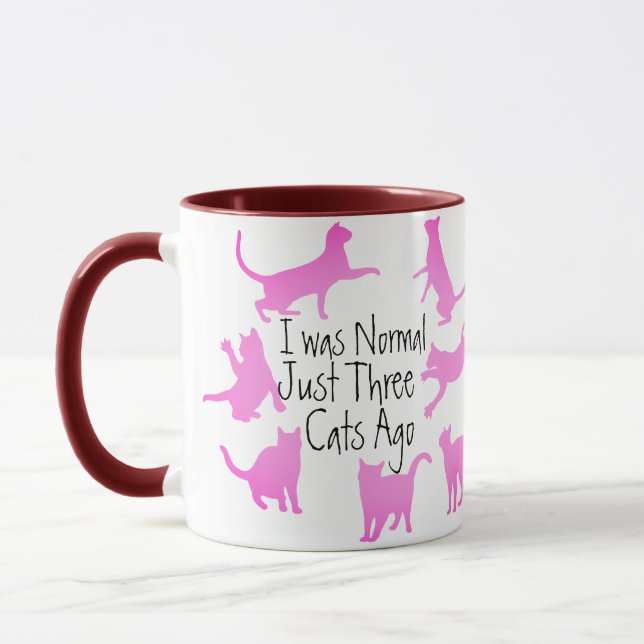 I was Normal Three Cats Ago Design, Funny Cat Mum Mug (Left)