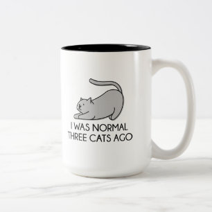 I Was Normal Three Cats Ago Two-Tone Coffee Mug