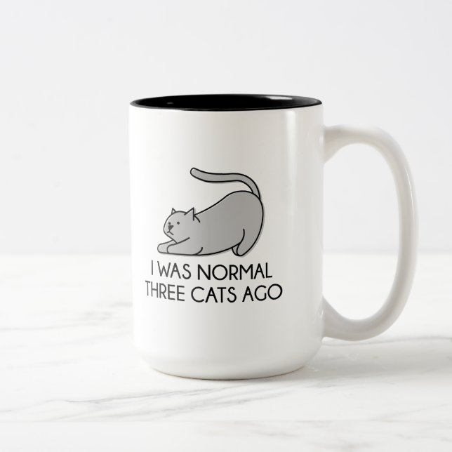 I Was Normal Three Cats Ago Two-Tone Coffee Mug (Right)