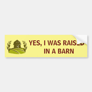 i was raised in a barn yellow bumper sticker