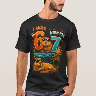 I Was Six Now I'M Seven 6 7 Capybara 67 Meme 7Th T-Shirt